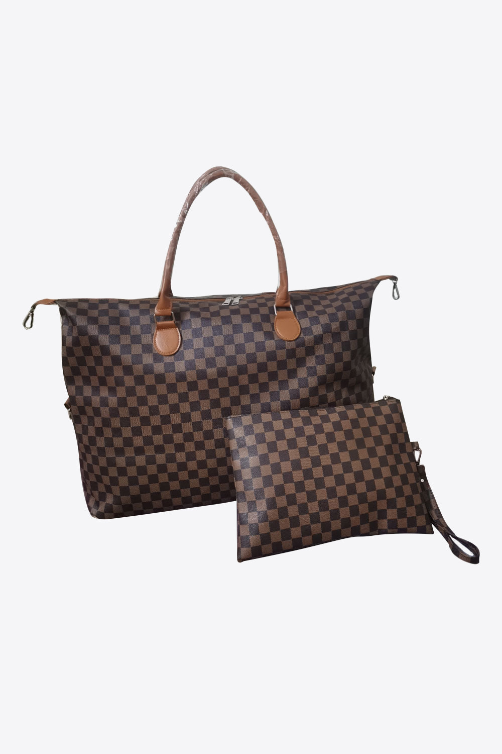 Brown checkered bag top