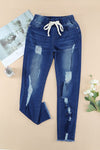 Drawstring Distressed Jeans | Multiple Color Options | Rubies + Lace
