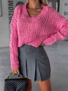 V-Neck Cable-Knit Sweater | Multiple Color Options | Rubies + Lace
