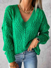 V-Neck Cable-Knit Sweater | Multiple Color Options | Rubies + Lace