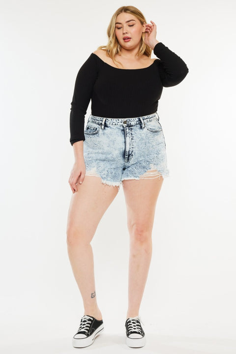 Kancan | Acid Wash Denim Shorts | Rubies + Lace