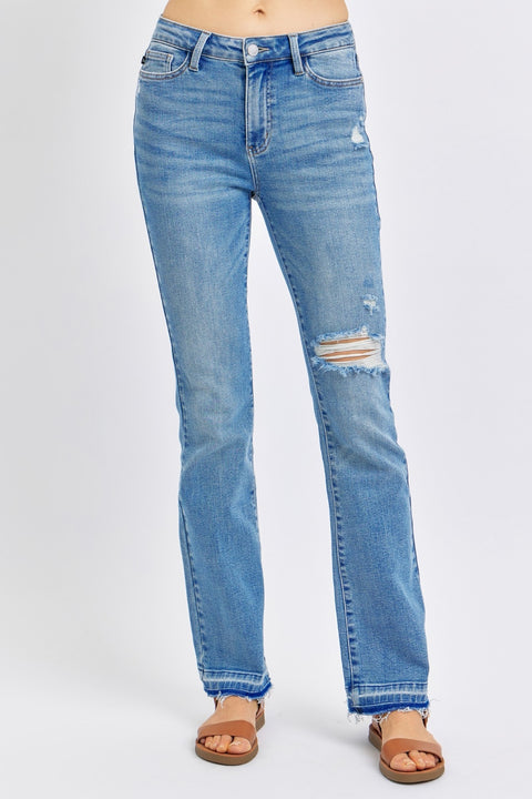 Judy Blue | Destroyed Hem Distressed Jeans | Rubies + Lace