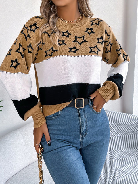 Star Color Block Sweater | Multiple Color Options | Rubies + Lace