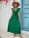 Green on Green | Pleated Dress | Rubies + Lace
