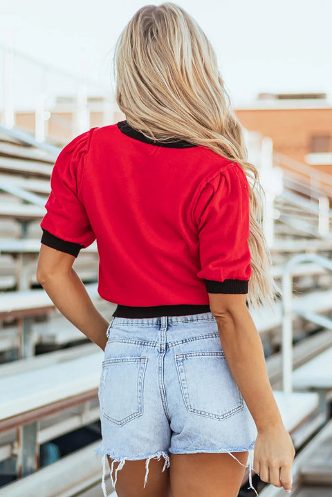 Vintage Pink Out | Sequin Football Sweater | Rubies + Lace