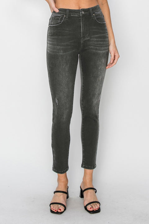 RISEN | High Rise Ankle Skinny Jeans | Rubies + Lace