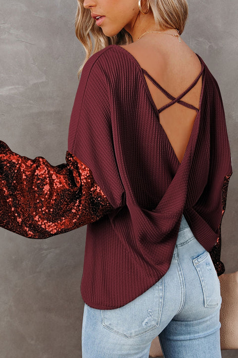 Sequin Sleeve & Crisscross Back | Multiple Color Options | Rubies + Lace