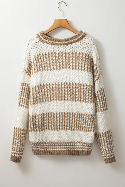 Vintage Knit Stripe | Taupe Sweater | Rubies + Lace