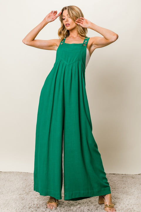 BiBi Me Green | Wide Leg Jumpsuit | Rubies + Lace