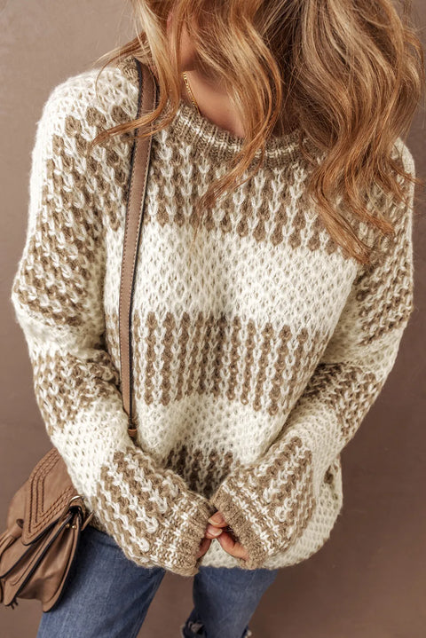 Vintage Knit Stripe | Taupe Sweater | Rubies + Lace