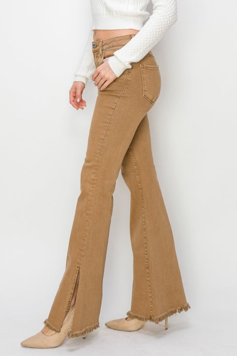 RISEN Bailey | Side Slit Flare Jeans | Rubies + Lace