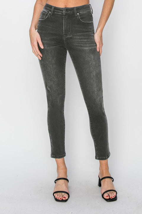 RISEN | High Rise Ankle Skinny Jeans | Rubies + Lace