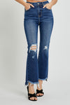 RISEN | High Rise Distressed Crop Jeans | Rubies + Lace