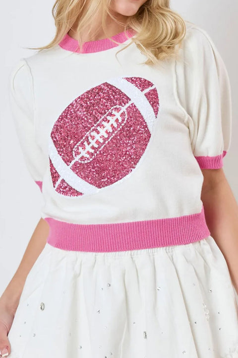 Vintage Pink Out | Sequin Football Sweater | Rubies + Lace