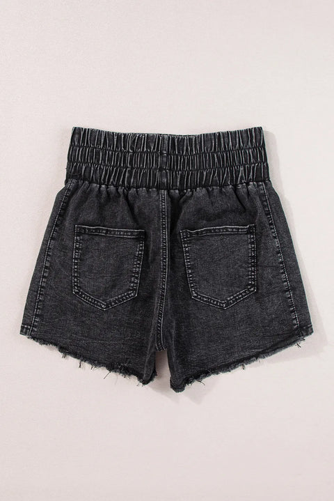 Elastic Waist Black | Denim Shorts | Rubies + Lace