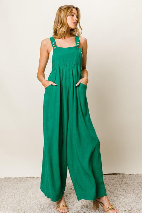 BiBi Me Green | Wide Leg Jumpsuit | Rubies + Lace