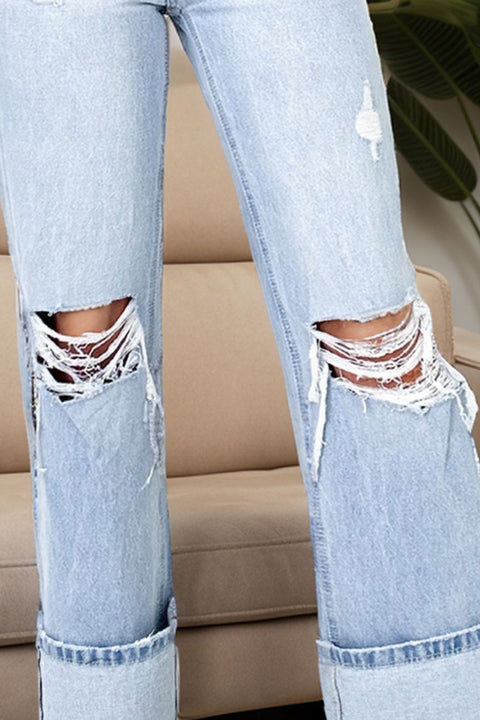 High Waist Jeans | Distressed with Pockets | Rubies + Lace