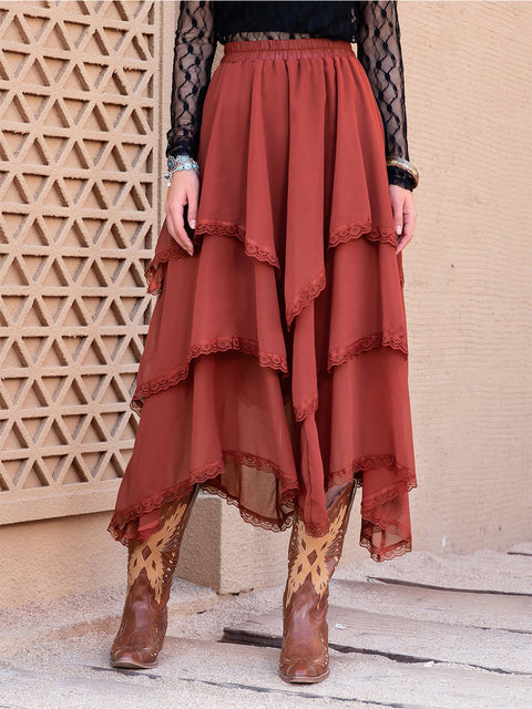 Tiered Midi Skirt | Multiple Color Options | Rubies + Lace