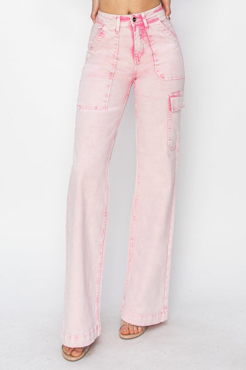 RISEN High Rise | Cargo Pocket Jeans | Rubies + Lace