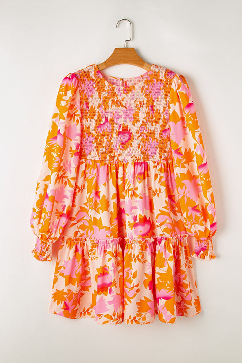 Frill Print | Tangerine Mini Dress | Rubies + Lace