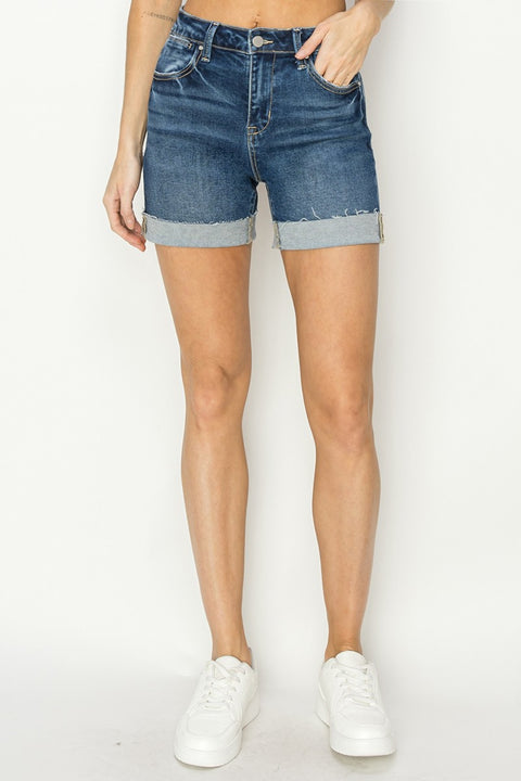 RISEN | Cuffed Denim Shorts | Rubies + Lace