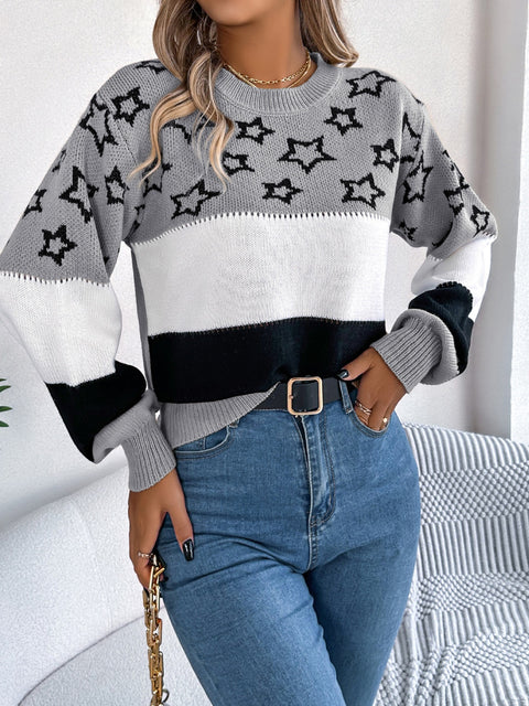 Star Color Block Sweater | Multiple Color Options | Rubies + Lace