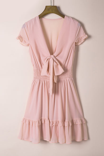 Spring Pink | Ruffled Hem Dress | Rubies + Lace