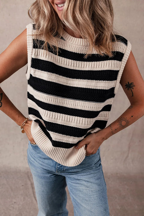 B & W Stripe | Sweater Vest | Rubies + Lace