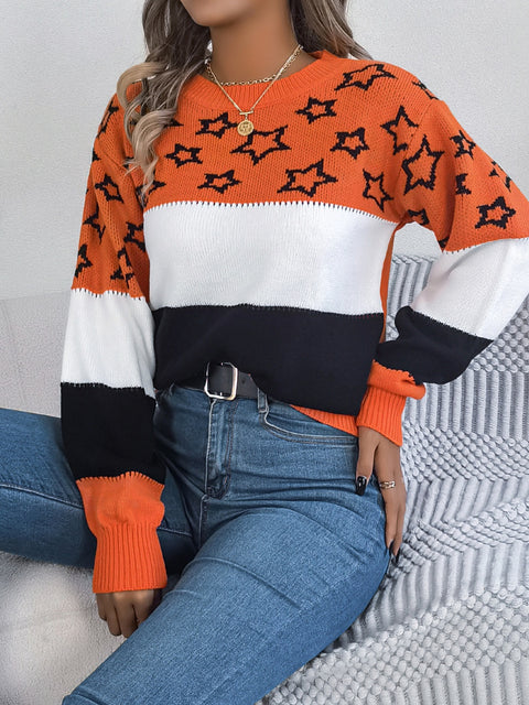 Star Color Block Sweater | Multiple Color Options | Rubies + Lace