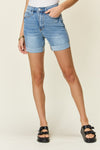 Judy Blue | Tummy Control Mid-Blue Denim Shorts | Rubies + Lace