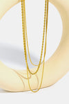 Triple Layer Necklace | Gold-Plated | Rubies + Lace
