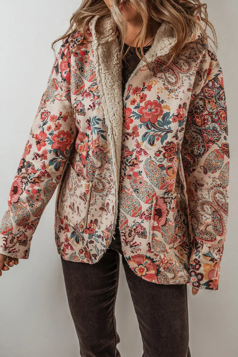 Vintage Floral | Printed Hooded Jacket | Rubies + Lace