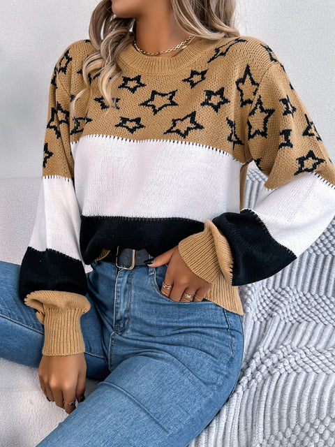 Star Color Block Sweater | Multiple Color Options | Rubies + Lace