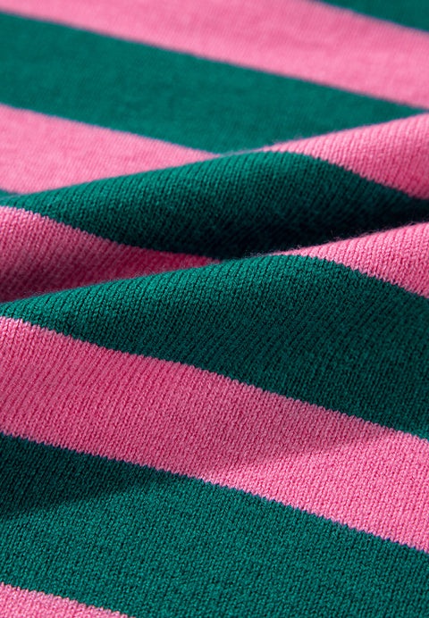 Green to Pink Stripe | Quarter Zip Sweater | Rubies + Lace