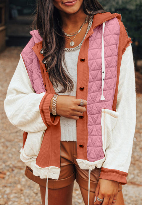 Dusty Pink & Rust | Drawstring Hooded Jacket | Rubies + Lace