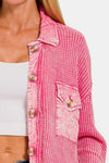 Fuchsia Waffle-Knit | Dropped Shoulder Jacket | Rubies + Lace