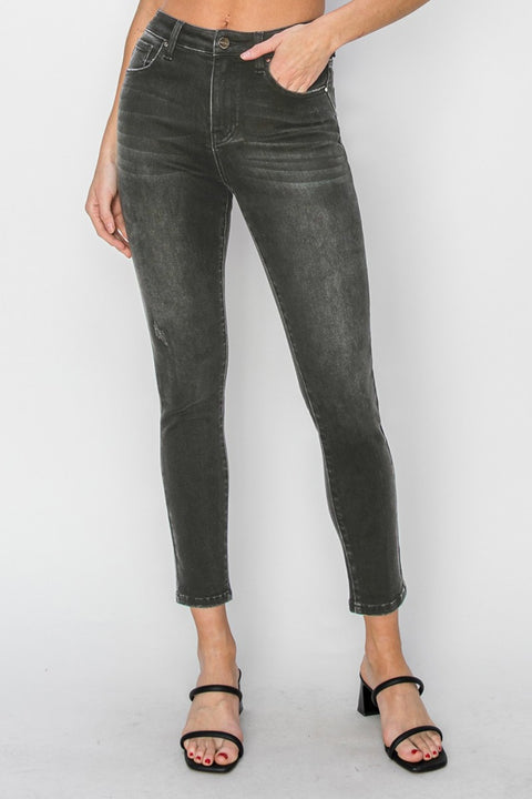 RISEN | High Rise Ankle Skinny Jeans | Rubies + Lace