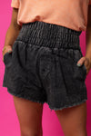 Elastic Waist Black | Denim Shorts | Rubies + Lace