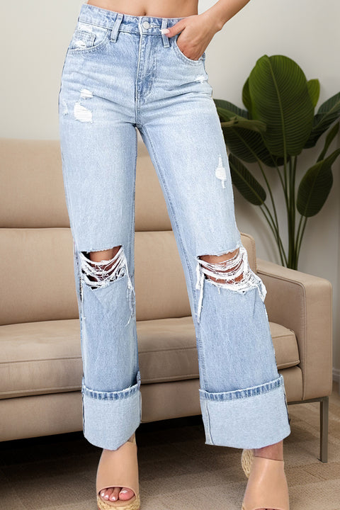 High Waist Jeans | Distressed with Pockets | Rubies + Lace