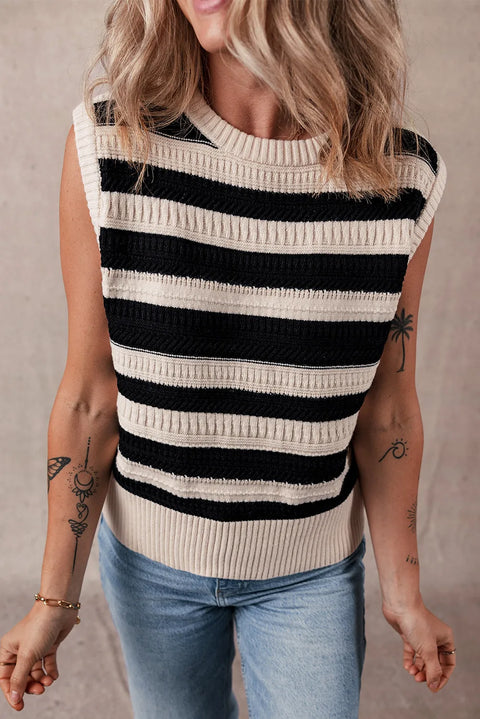 B & W Stripe | Sweater Vest | Rubies + Lace