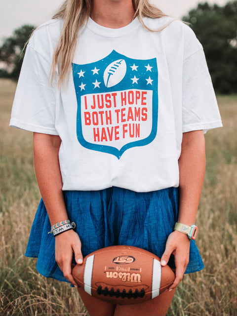 NEW I Just Hope Both Teams Have Fun | Blue & Red Sheild T-Shirt | Ruby’s Rubbish®