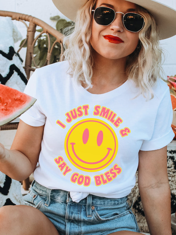 I Just Smile & Say God Bless | $15 Women’s T-Shirt | Ruby’s Rubbish®