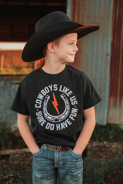 Cowboys Like Us Sure Do Have Fun | Kid's T-Shirt | Ruby’s Rubbish®