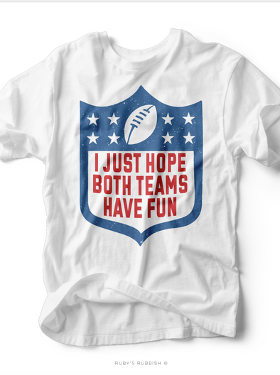 NEW I Just Hope Both Teams Have Fun | Blue & Red Sheild T-Shirt | Ruby’s Rubbish®