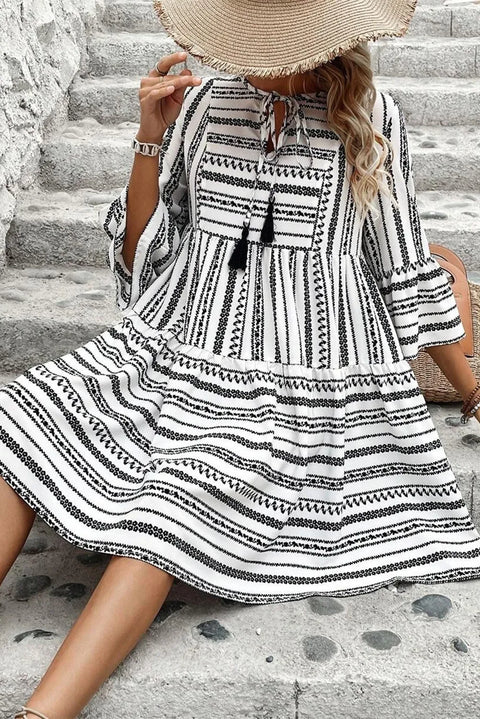 Bo-ho Stripe | Black & White Dress | Rubies + Lace