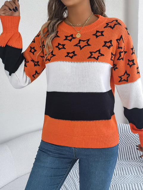 Star Color Block Sweater | Multiple Color Options | Rubies + Lace