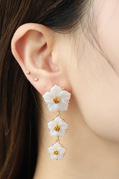 Contrast Resin | Flower Earrings | Rubies + Lace