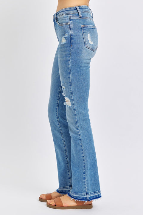 Judy Blue | Destroyed Hem Distressed Jeans | Rubies + Lace