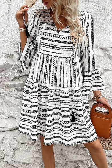 Bo-ho Stripe | Black & White Dress | Rubies + Lace