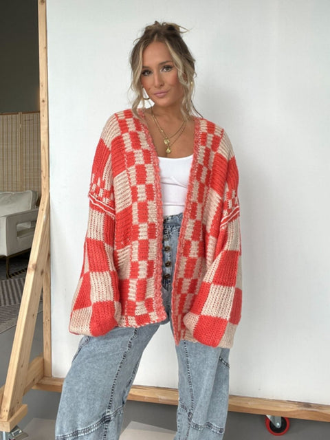 Checkered Plaid | Open Front Cardigan | Rubies + Lace